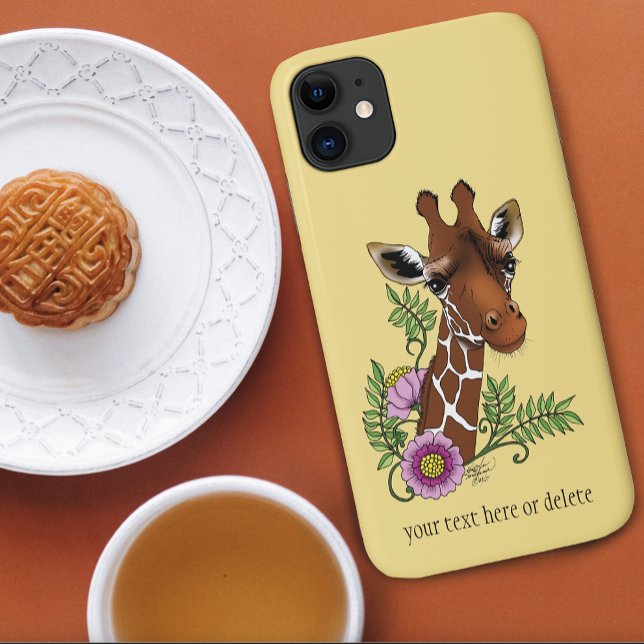 Giraffe Yellow Portrait Flowers Case-Mate iPhone Case (Creator Uploaded)
