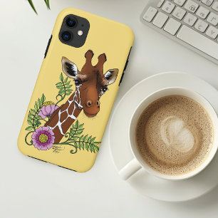 Giraffe Yellow Portrait Flowers iPhone 11 Case