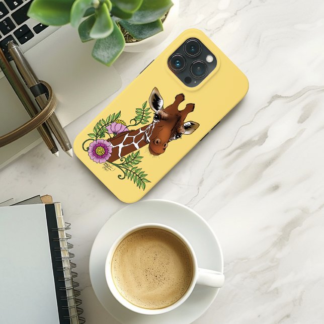 Giraffe Yellow Portrait Flowers Case-Mate iPhone Case (Creator Uploaded)