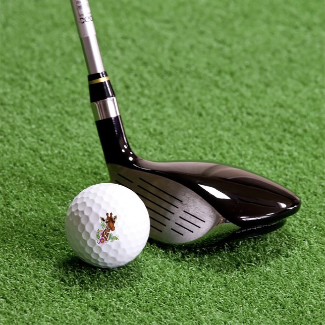 Giraffe Yellow Portrait Flowers Golf Balls (Creator Uploaded)