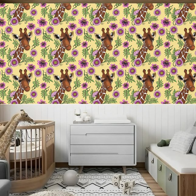 Giraffe Yellow Portrait Flowers Wallpaper (Creator Uploaded)
