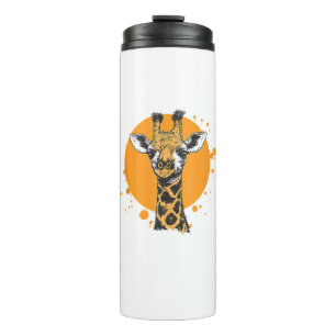 Giraffe Yellow Sun Abstract Animal Portrait Thermal Tumbler