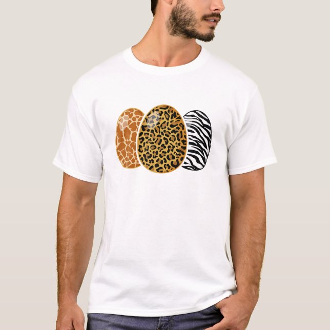 Giraffe Zebra Leopard Easter Egg Pattern Cute East T-Shirt (Front)