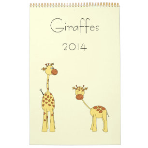 Giraffes 2014. Cute Cartoons. Calendar