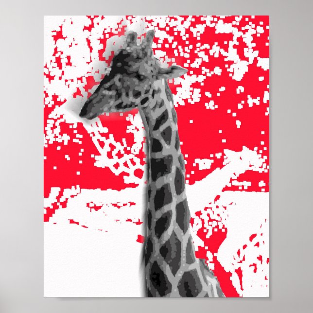 Giraffes, Abstract In Red Poster (Front)