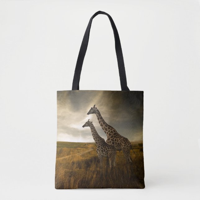 Giraffes and The Landscape Tote Bag (Front)