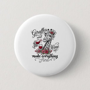 Giraffes And Wine Vintage Engraving Shirt Design_1 6 Cm Round Badge