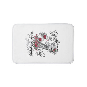 Giraffes And Wine Vintage Engraving Shirt Design_1 Bath Mat