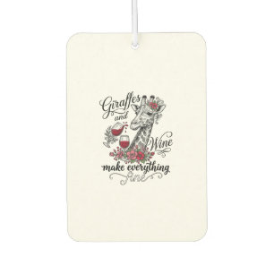 Giraffes And Wine Vintage Engraving Shirt Design_1 Car Air Freshener