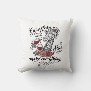 Giraffes And Wine Vintage Engraving Shirt Design_1 Cushion