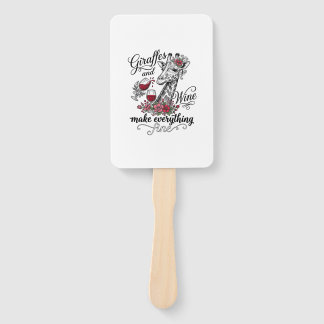 Giraffes And Wine Vintage Engraving Shirt Design_1 Hand Fan