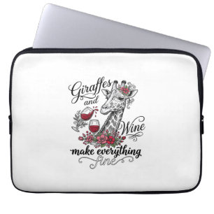 Giraffes And Wine Vintage Engraving Shirt Design_1 Laptop Sleeve