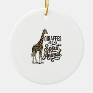 Giraffes Are My Spirit Animal Vintage Shirt Design Ceramic Ornament