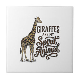 Giraffes Are My Spirit Animal Vintage Shirt Design Ceramic Tile