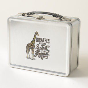 Giraffes Are My Spirit Animal Vintage Shirt Design Metal Lunch Box