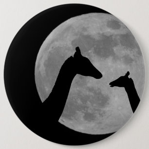 Giraffes At Fullmoon Night 6 Cm Round Badge
