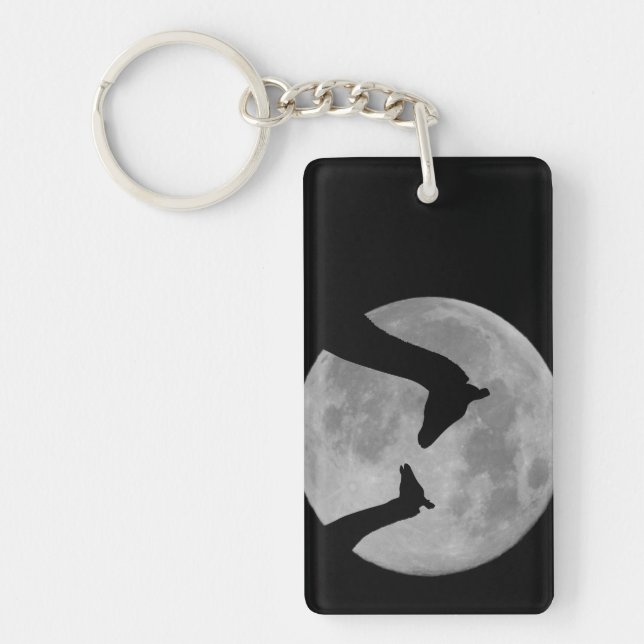 Giraffes At Fullmoon Night Key Ring (Front)