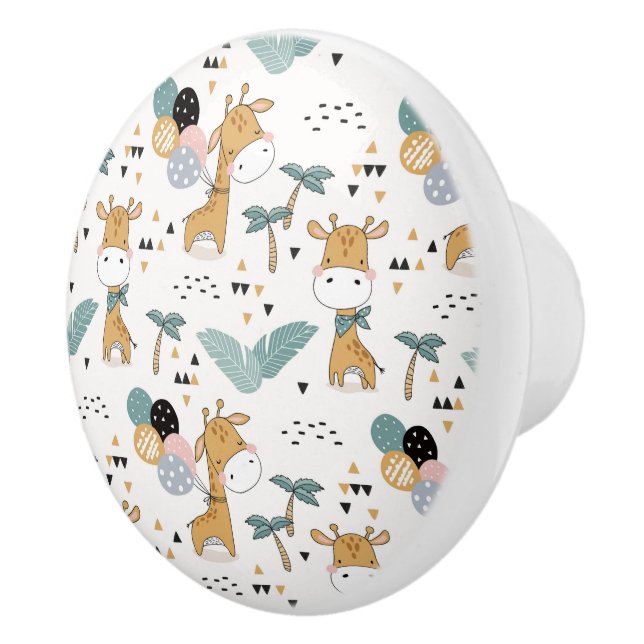 Giraffes, Balloons and Palm Trees ceramic knob (Right)