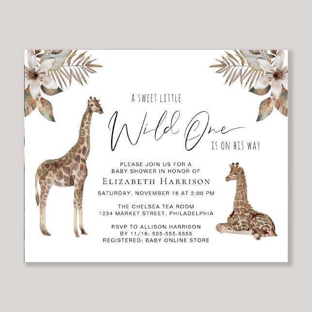 Giraffes Boho Watercolor Baby Shower Invitation (Creator Uploaded)