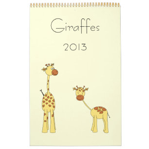 Giraffes Calendar 2013. Cute Cartoons.