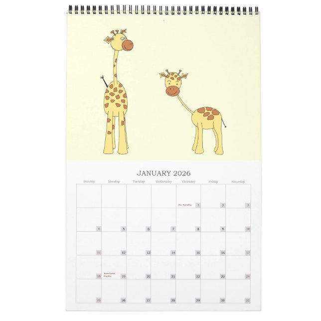 Giraffes Calendar 2013. Cute Cartoons. (Jan 2026)