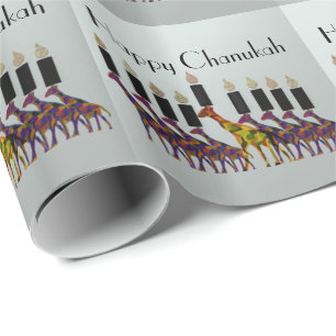 Giraffes Chanukah Menorah Wrapping Paper