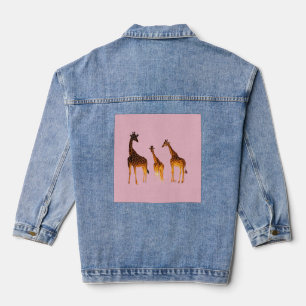 Giraffes Cooking Stew in an African Village Denim Jacket