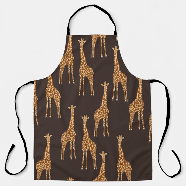 Giraffes Dark: Abstract Vintage Seamless. Apron (Front)