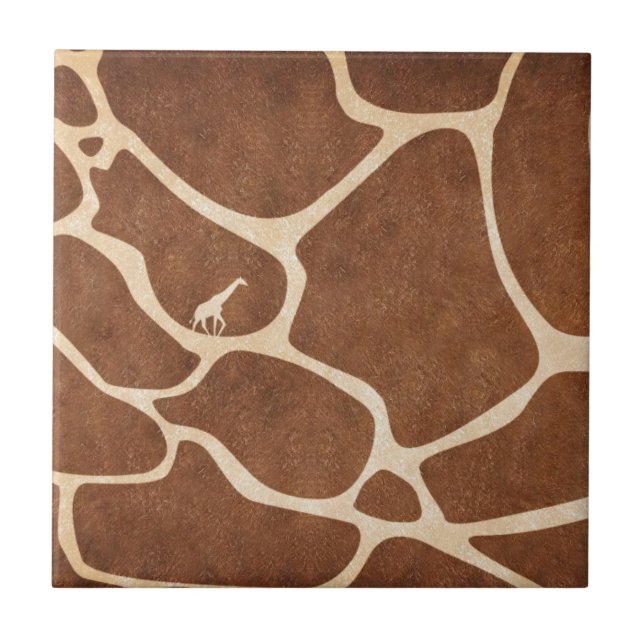 Giraffes! exotic animal print design! tile (Front)