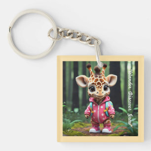"Giraffe's First Escapade" Key Ring