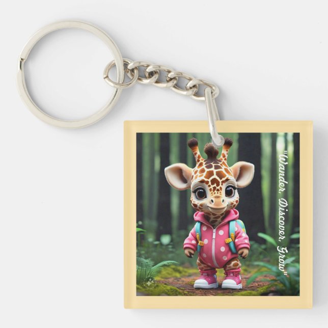 "Giraffe's First Escapade" Key Ring (Front)