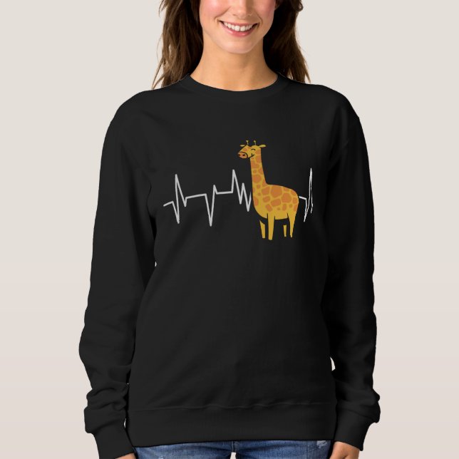 Giraffes Heartbeat ECG Giraffe African Animals Sweatshirt (Front)