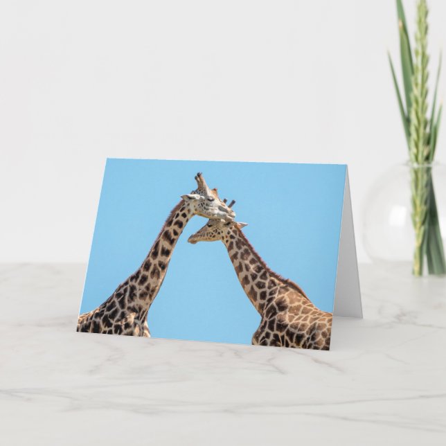 Giraffes Hugging Personalised Card (Front)