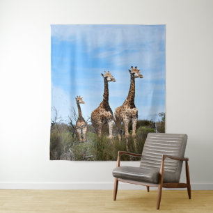 Giraffes in Endless Sky Tapestry