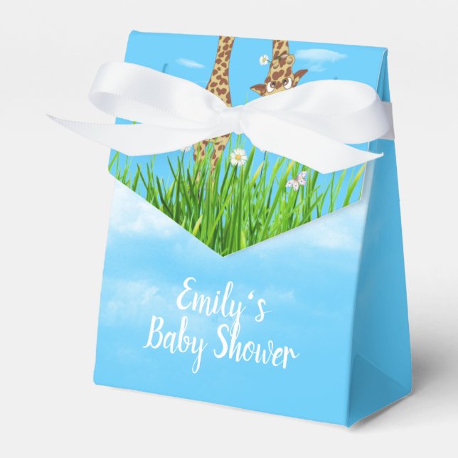 Giraffes in Grass with Daisy Favour Box (Front Side)