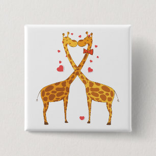 Giraffes in Love 15 Cm Square Badge