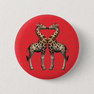 Giraffes In Love 6 Cm Round Badge
