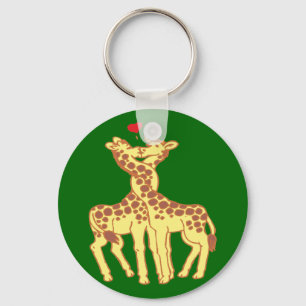 giraffes in love key ring