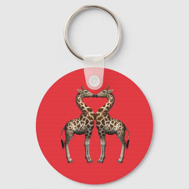 Giraffes In Love Key Ring (Front)