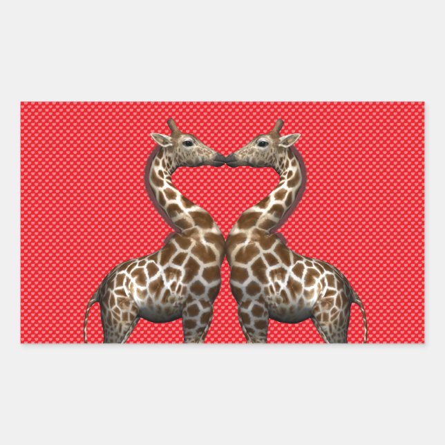 Giraffes In Love Rectangular Sticker (Front)