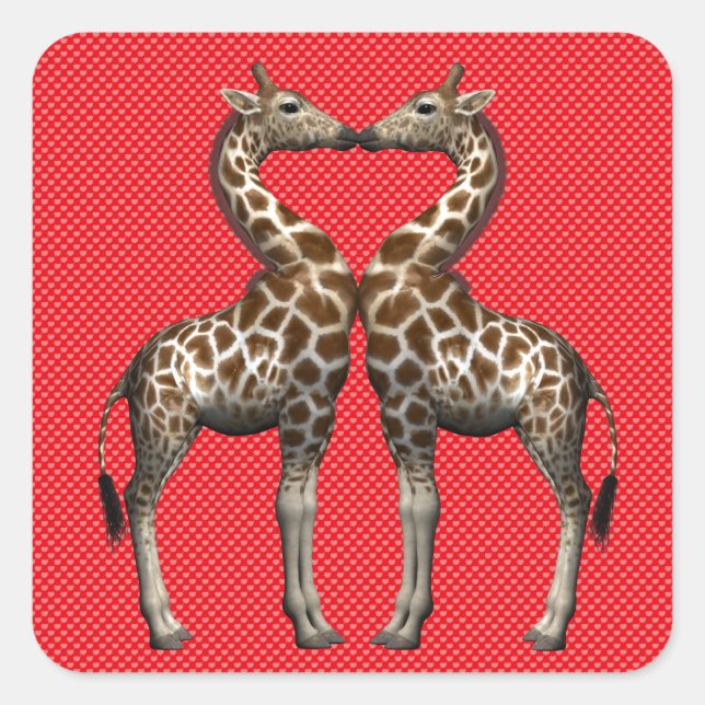 Giraffes In Love Square Sticker (Front)