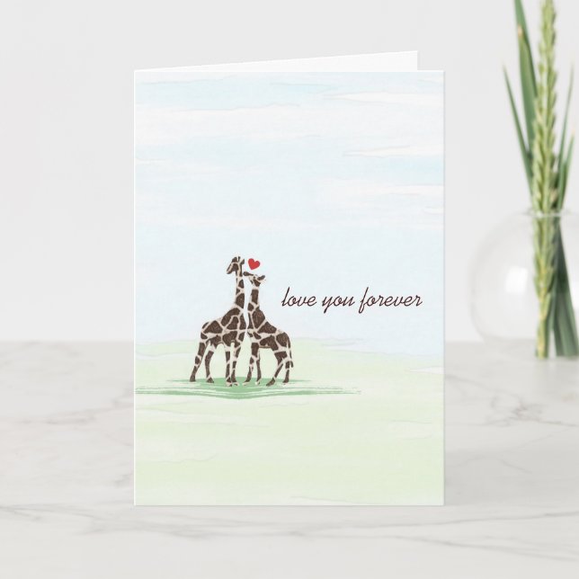 Giraffes in Love Valentine Card (Front)