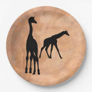 GIRAFFES IN SILHOUETTE PAPER PLATE