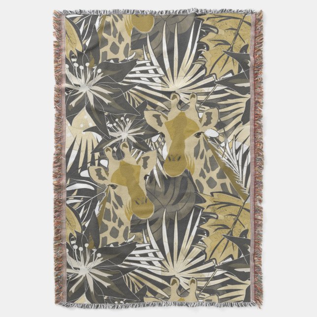 Giraffes in the night forest. throw blanket (Front Vertical)