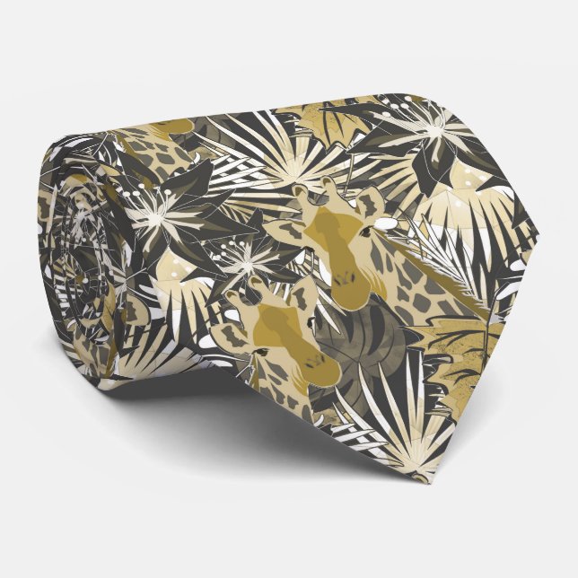 Giraffes in the night forest. tie (Rolled)