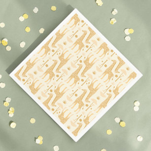 Giraffes in the Savannah in Yellow Napkin