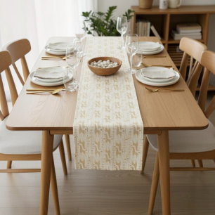 Giraffes in the Savannah in Yellow Short Table Runner