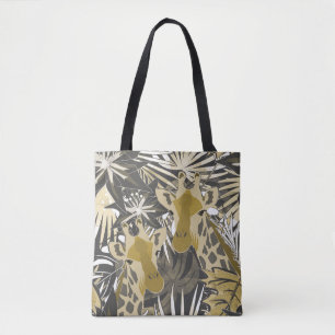 Giraffes in the tropical forest. tote bag