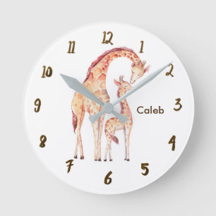 Giraffes Jungle Nursery Room Personalised Custom Round Clock