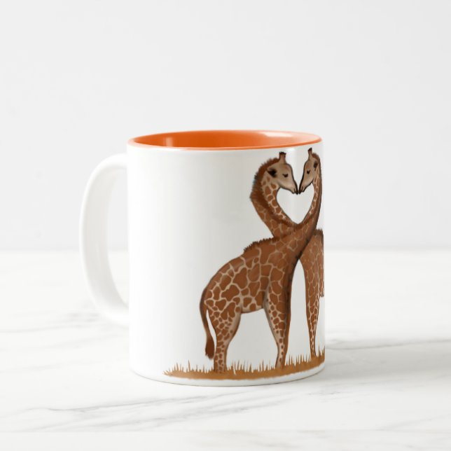 Giraffes Love Heart Mugs (Front Left)